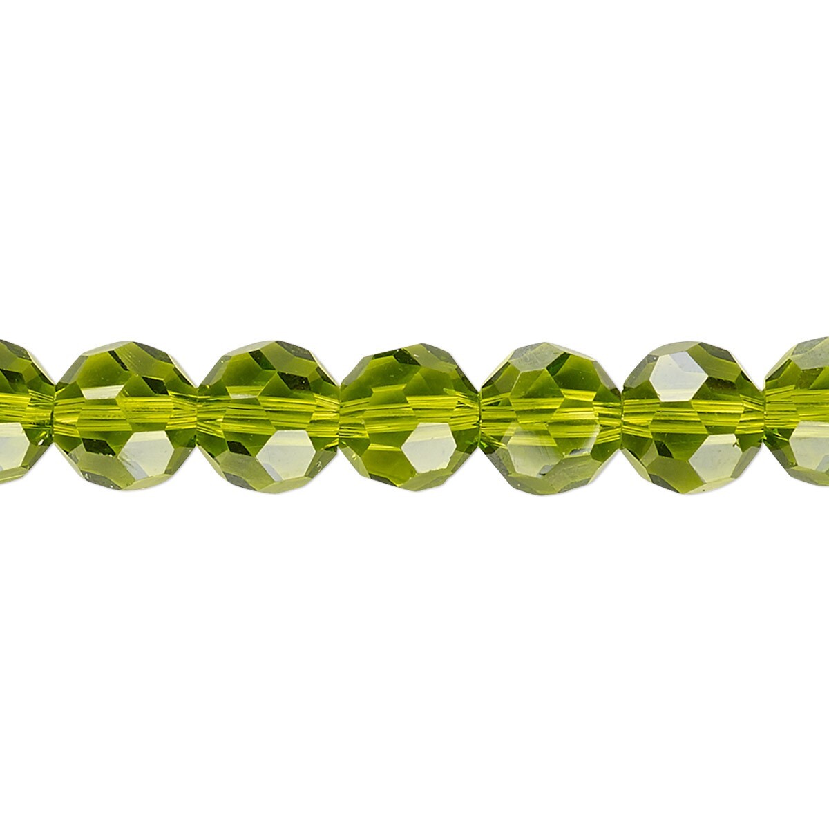 1 Strand(50) Peridot Green 8mm Round 32 Facet Crystal Beads with 1.3-1.4mm Hole