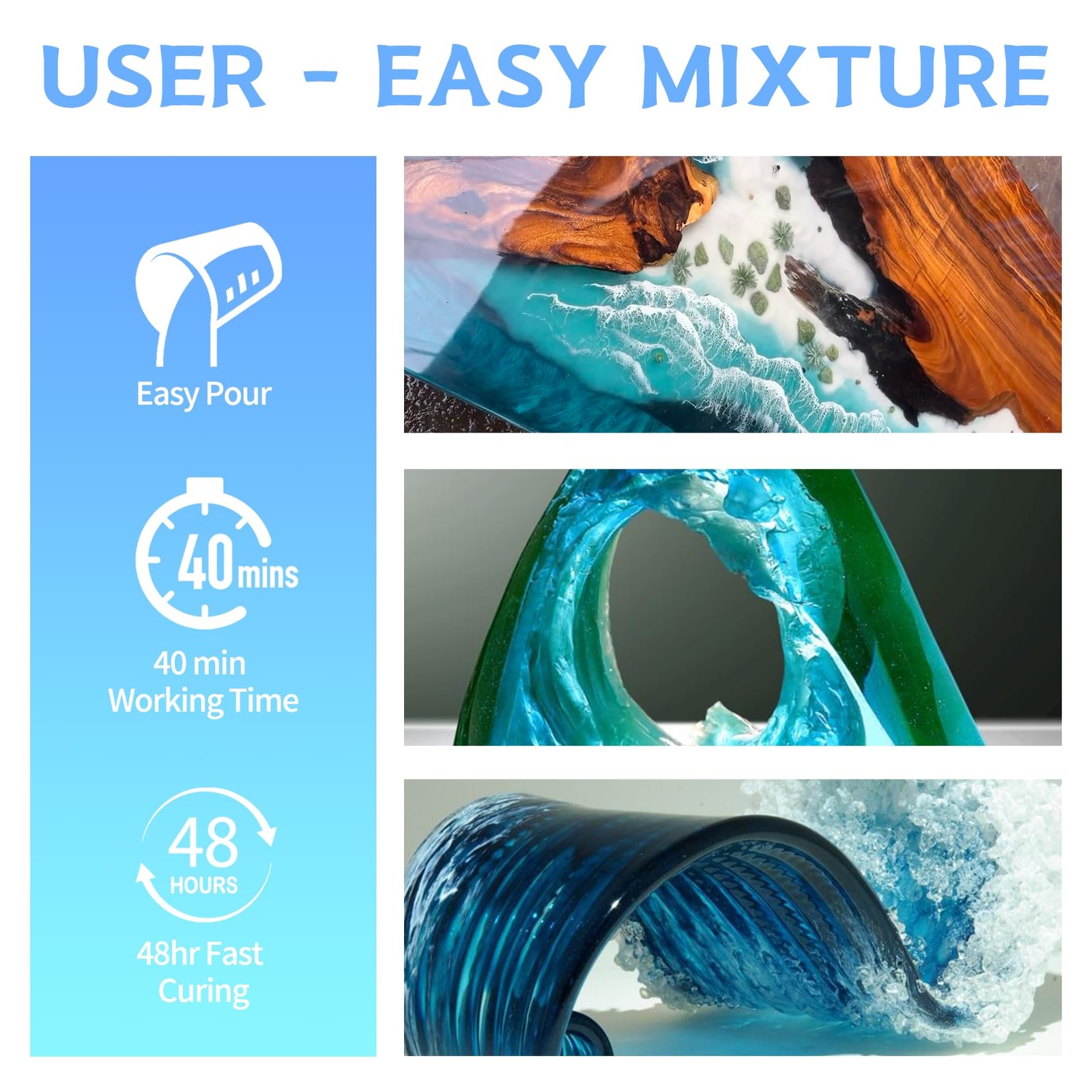 Epoxy Resin Kit, 1 Gallon/128OZ Epoxy Resin Crystal Clear Not Yellowing No Bubbl