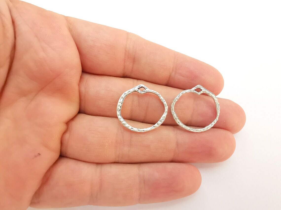 4 Circle Antique Silver Plated Charms jewelry Accessories (22mm) G22248