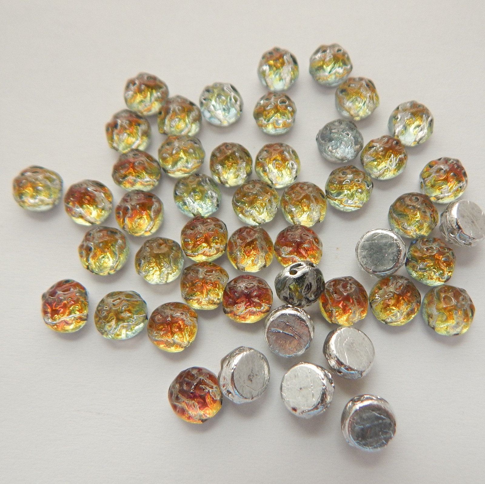 20 Beads – Baroque Cabochon 7mm 2-Hole Backlit Tequila