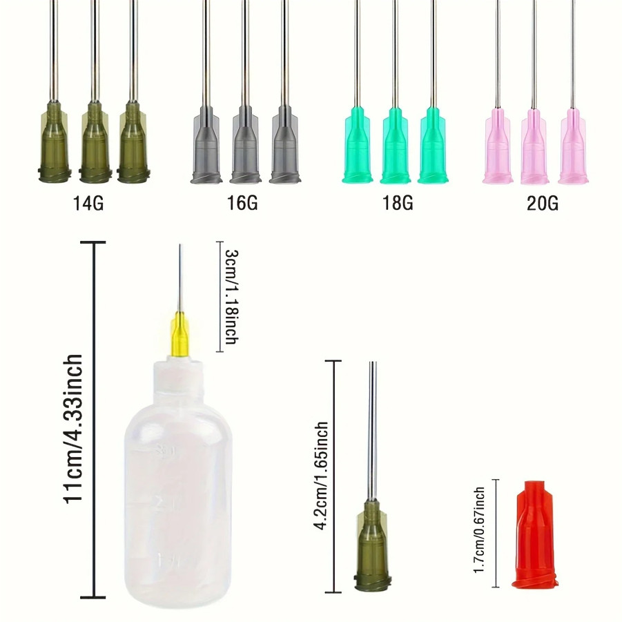 34pcs Precision Glue Applicator Bottle Kit With Needle Tips Set – NEW