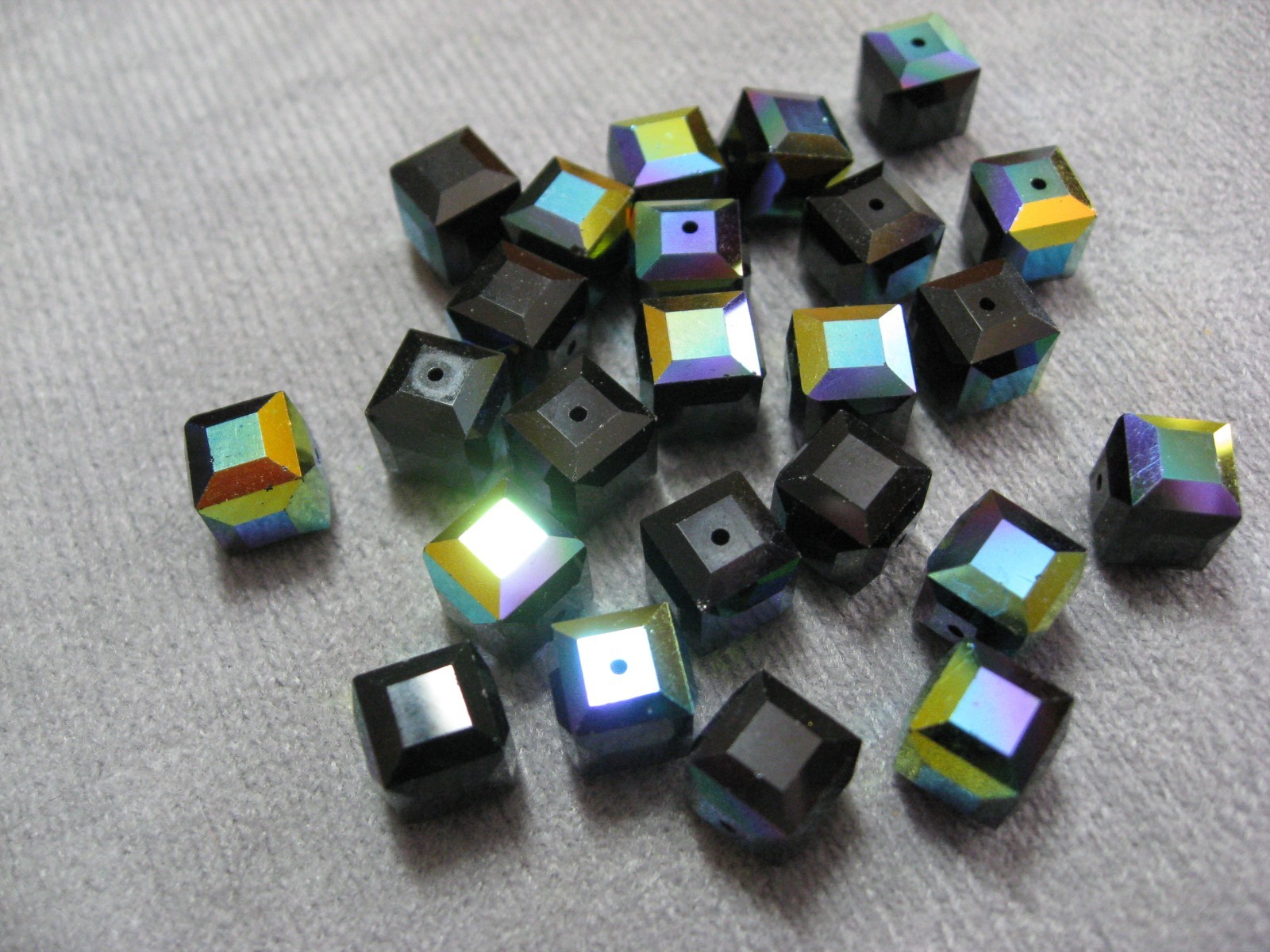 Black AB Swarovski Crystal Beads 8mm Cube
