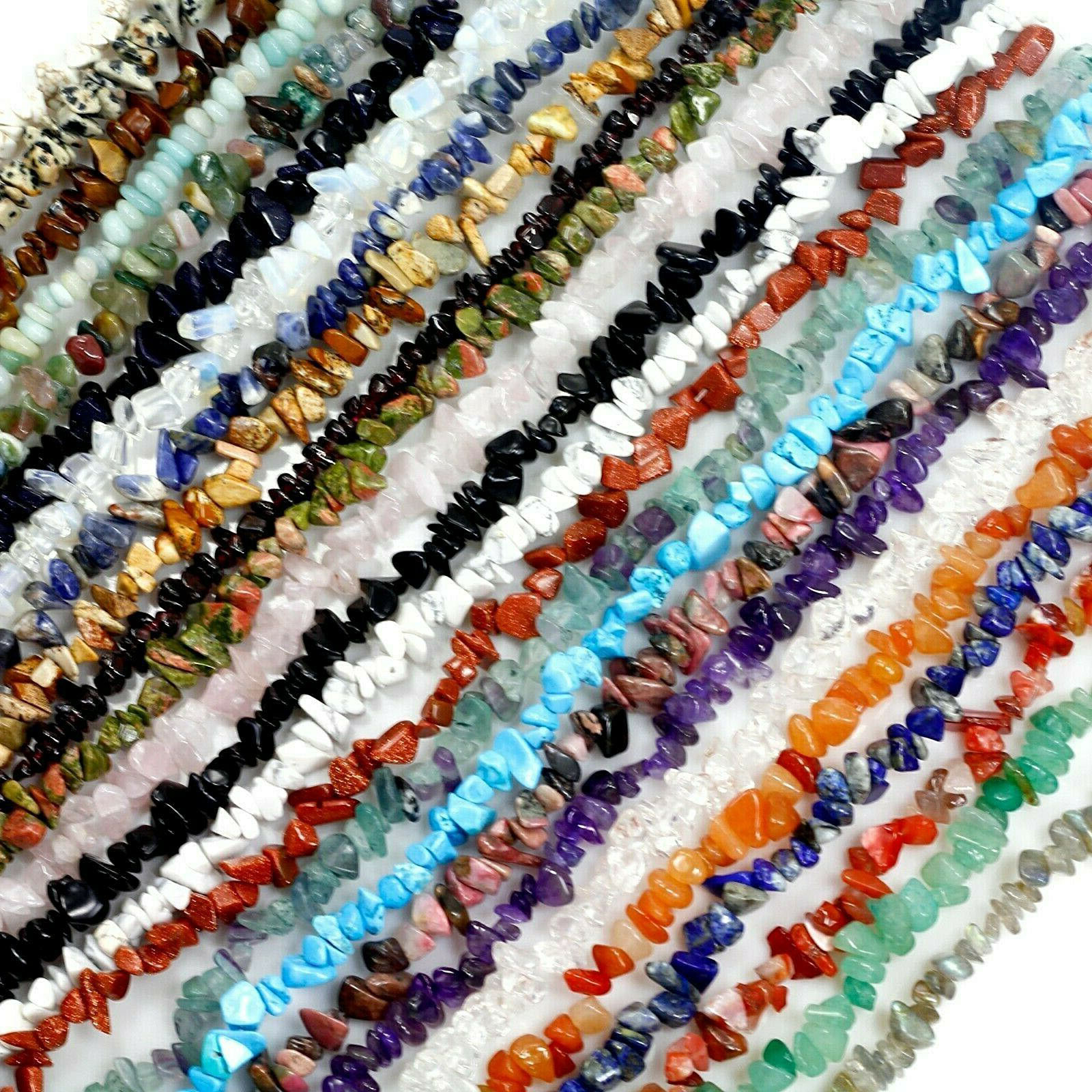 Natural Gemstone Chips Nugget Freeform Loose Bead 32″ Chip Pebble Jewelry