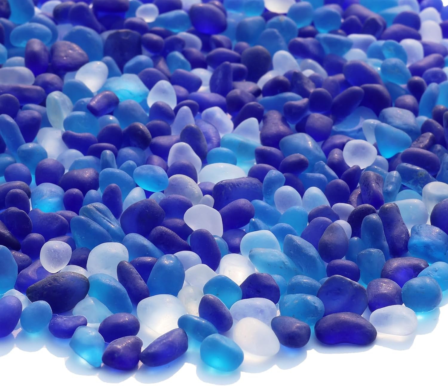 Sea Glass Stones – 2.9LB/46.4oz Blue Mixed Frosted Pebbles