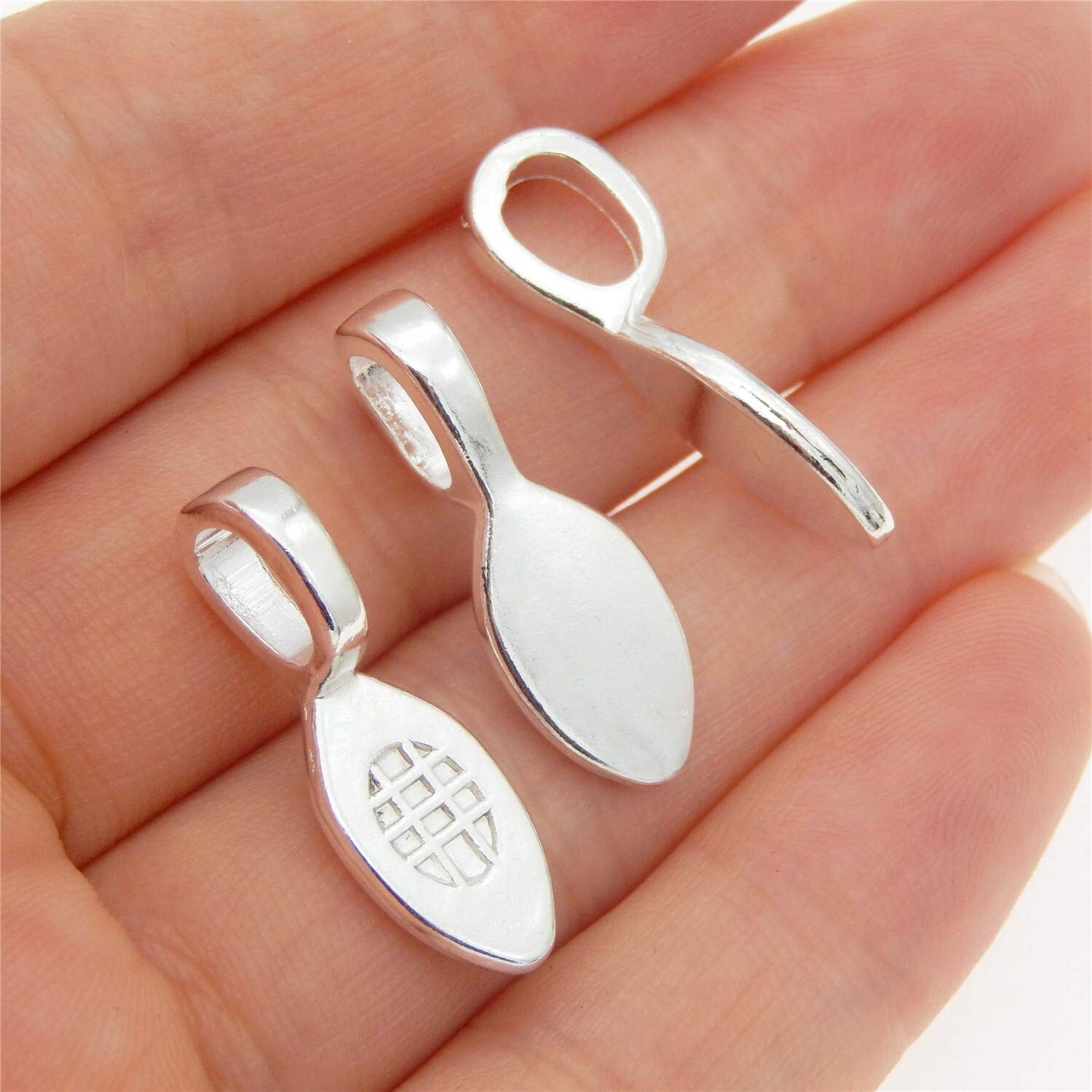 100pcs Silver Glue on Bail Charm Pendant Earring Bails for Glass Tile DIY Pendan