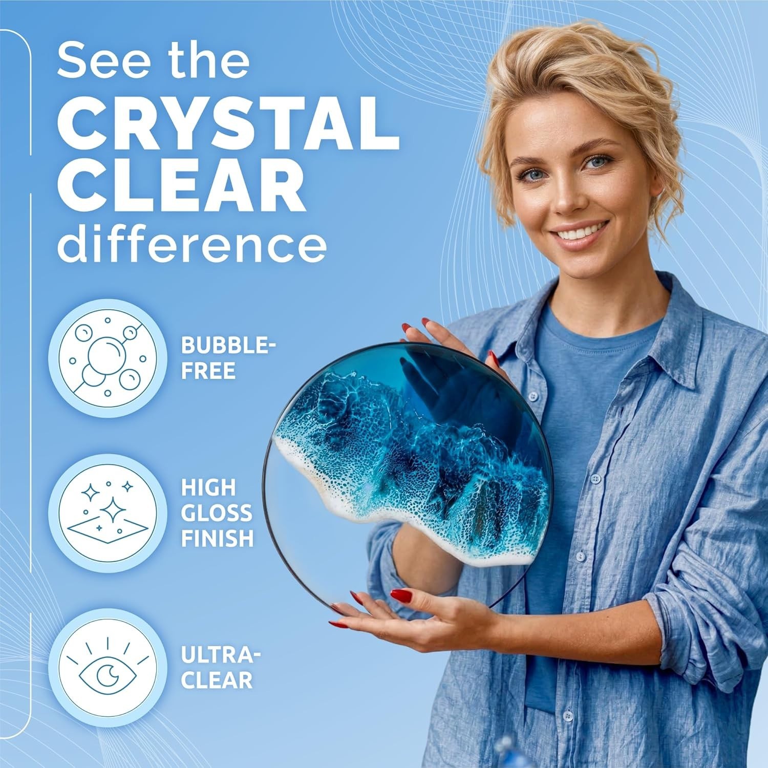 34 Oz Crystal Clear Epoxy Resin Kit – Food Safe & UV Resistant for Artistry