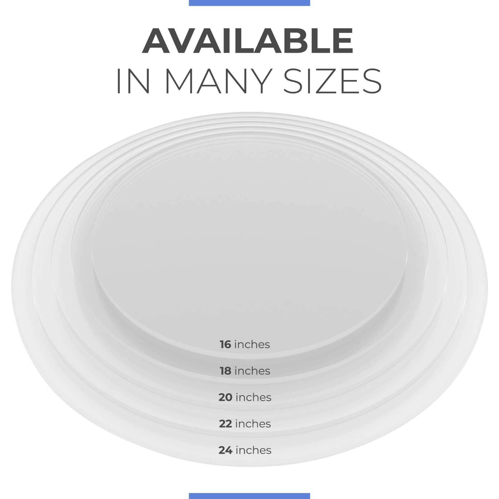 Round Acrylic Plexiglass Sheet Table Top 1/4″ Flat Clear Cake Disc Lucite Circle