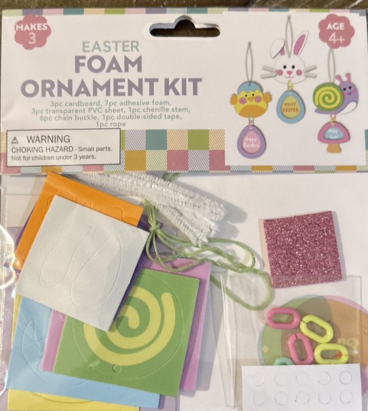 Unbranded Easter Foam Ornament Kit Makes 3-Brand New-SHIPS N 24 HOURS