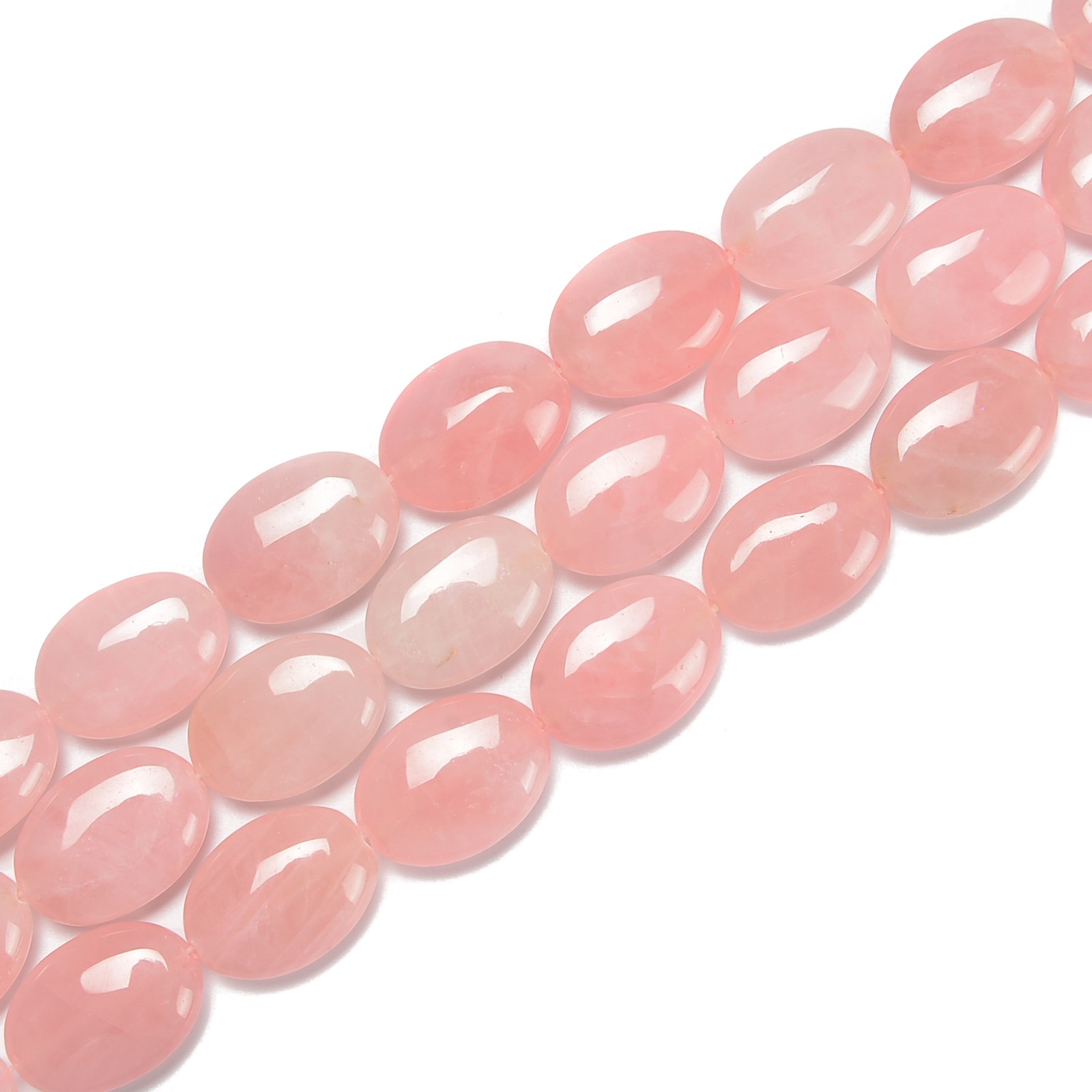 Natural Rose Quartz Smooth Oval Beads Size 18x25mm 15.5” Strand
