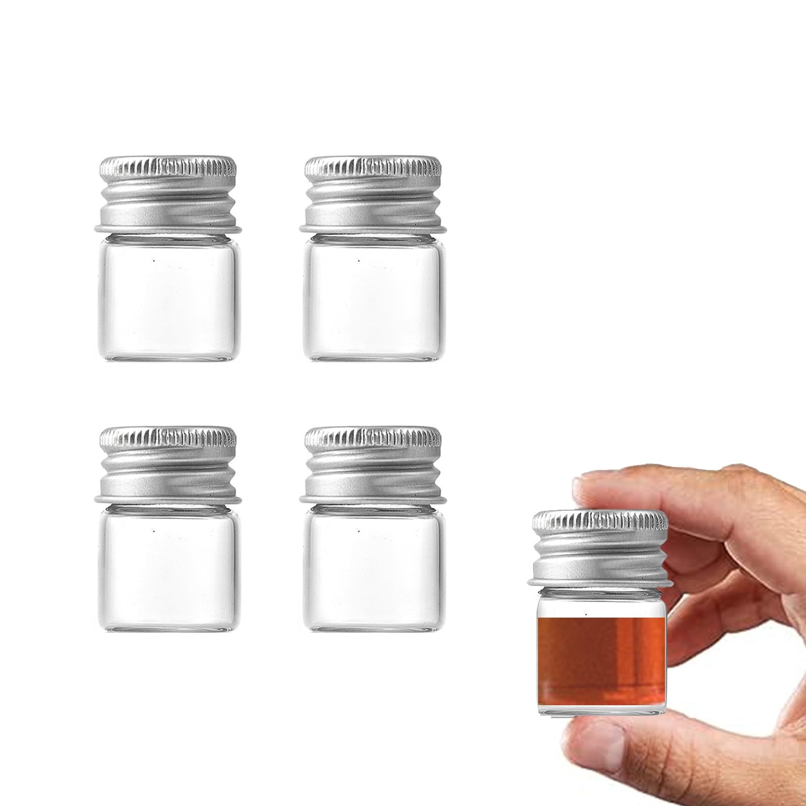 4Pcs 5ml Glass Jars with Lids Mini Glass Bottles Tiny Miniature Bottles Screw…