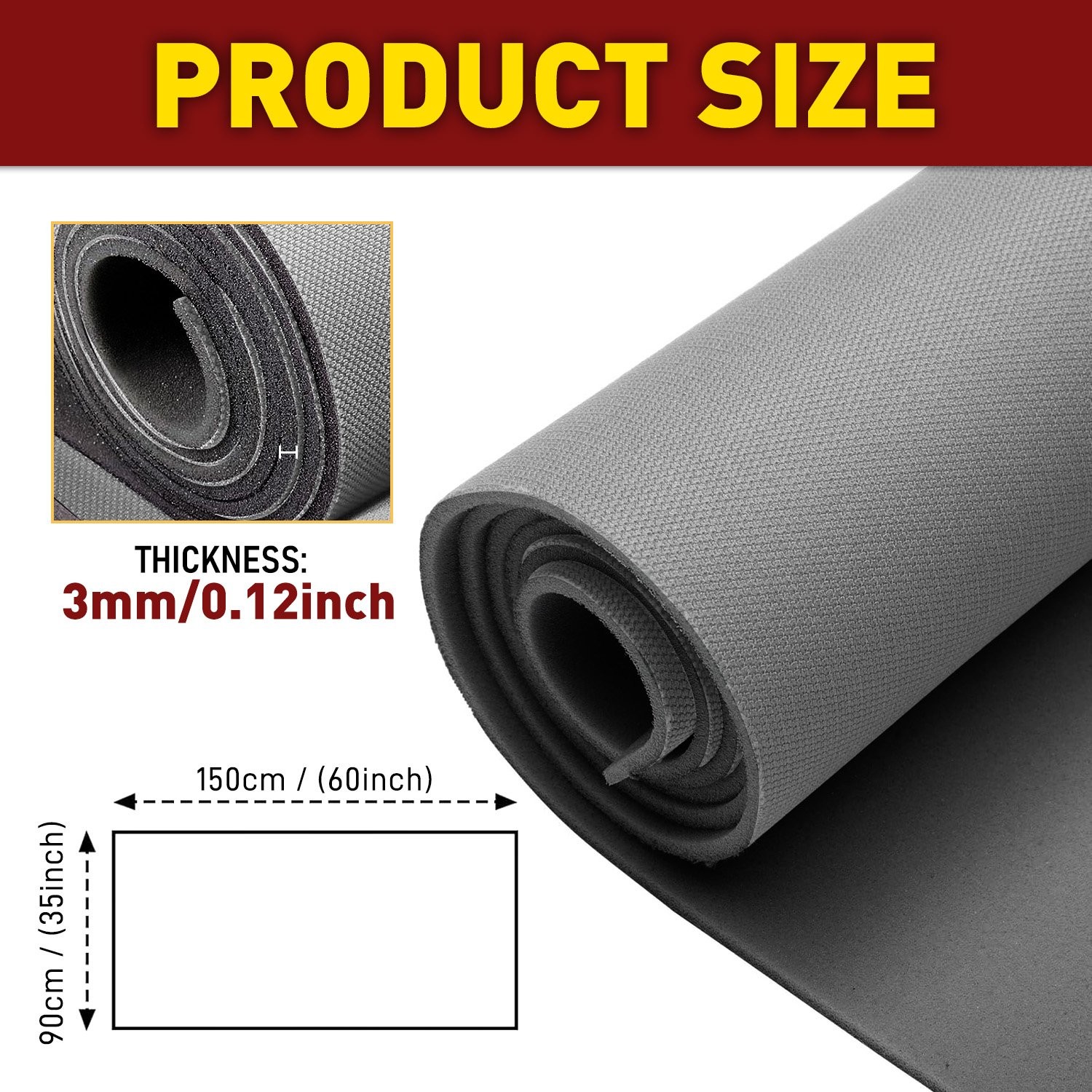 1/8″ Thick Flat Knit Headliner Fabric Foam Back Auto Roof Repair Upholstery US