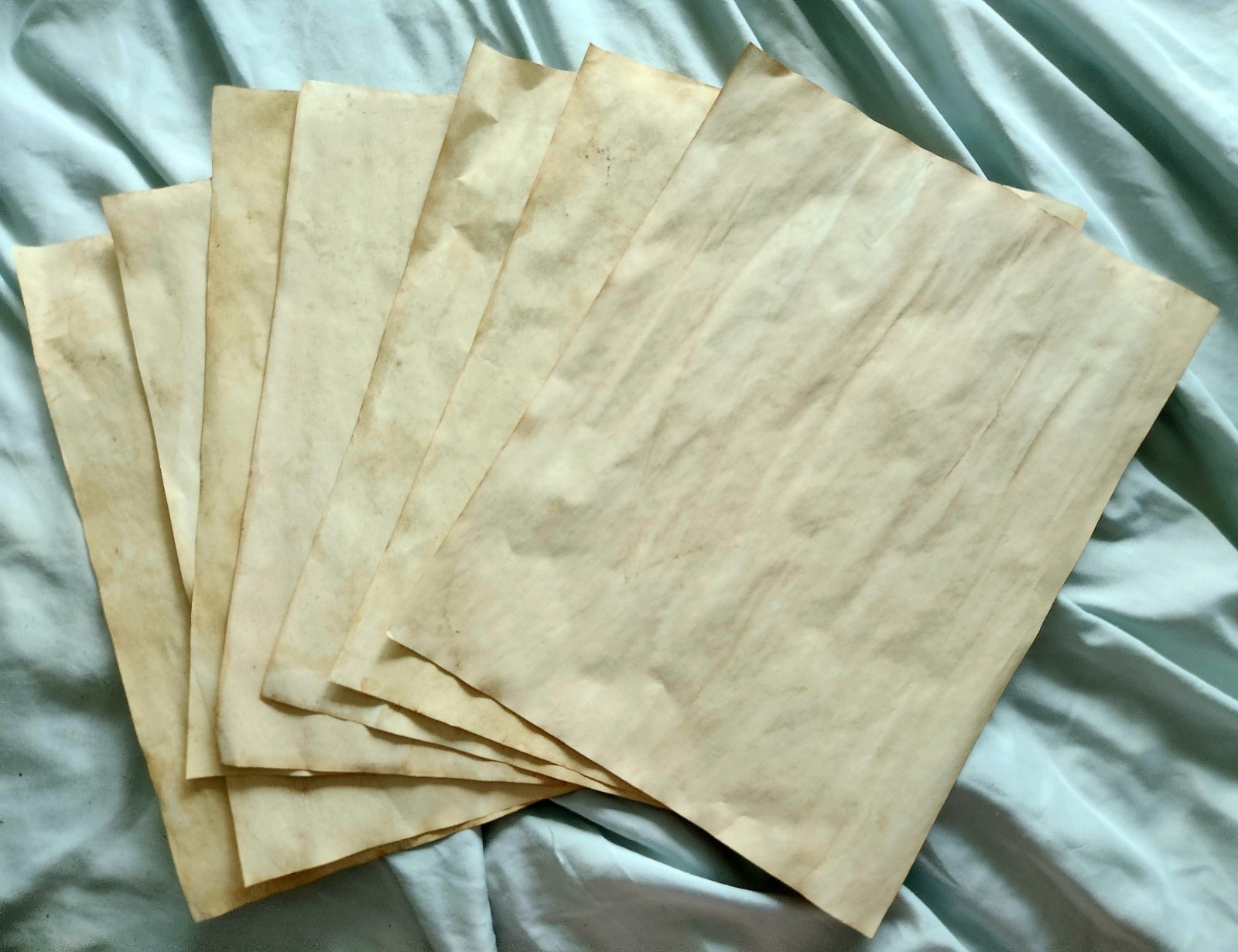 10 sheet bundles of tea stained paper, hand dyed, aged, junk journal, stationary
