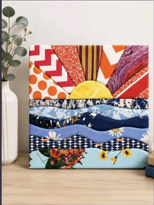 Kinusaiga Kit | Patchwork Sunset Fabric Art Craft | Intermediate No-Sew DIY