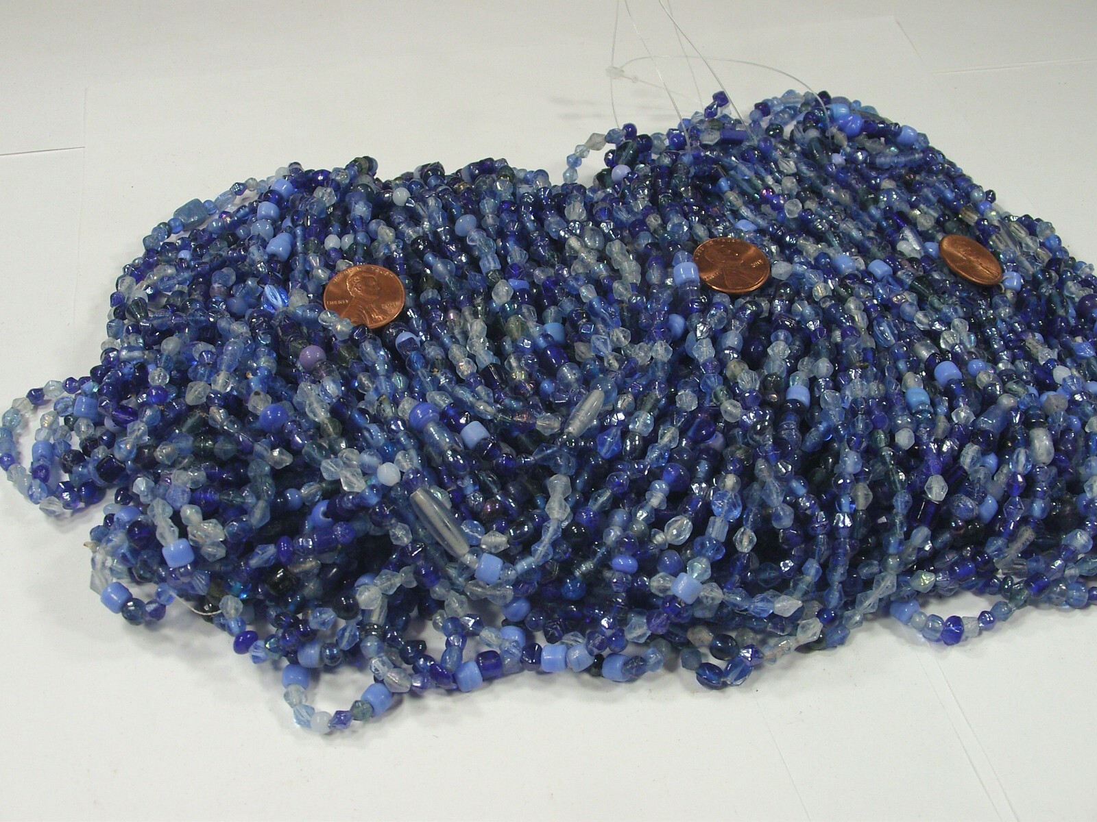 2 Pounds Blue Color India Handmade Glass Spacer Beads Bulk Lot (QKP-3) ⭐
