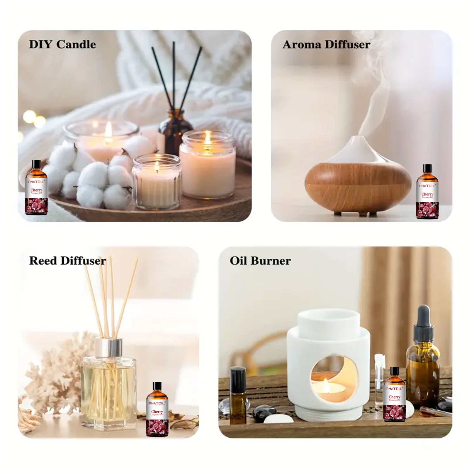 Cherry Fragrance Oils for Aromatherapy, Essential Oils for DIY Candle,Diffuser