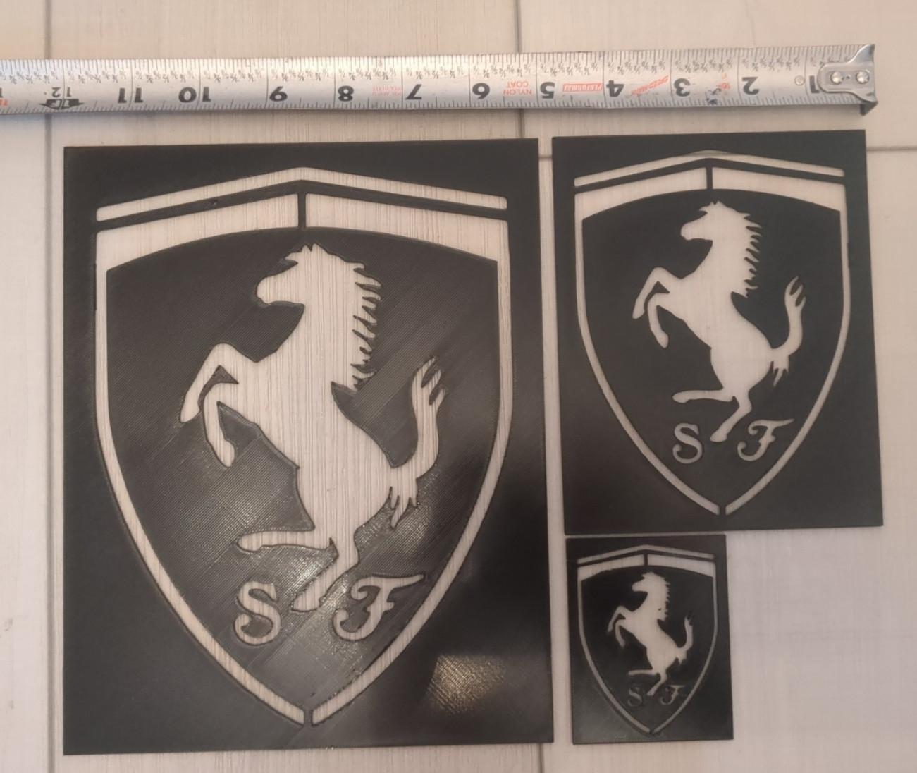 Ferrari Logos Stencil Set – 3 Sizes – 3″ 6″ and 9″ (Paint Or Carpet Stencils)
