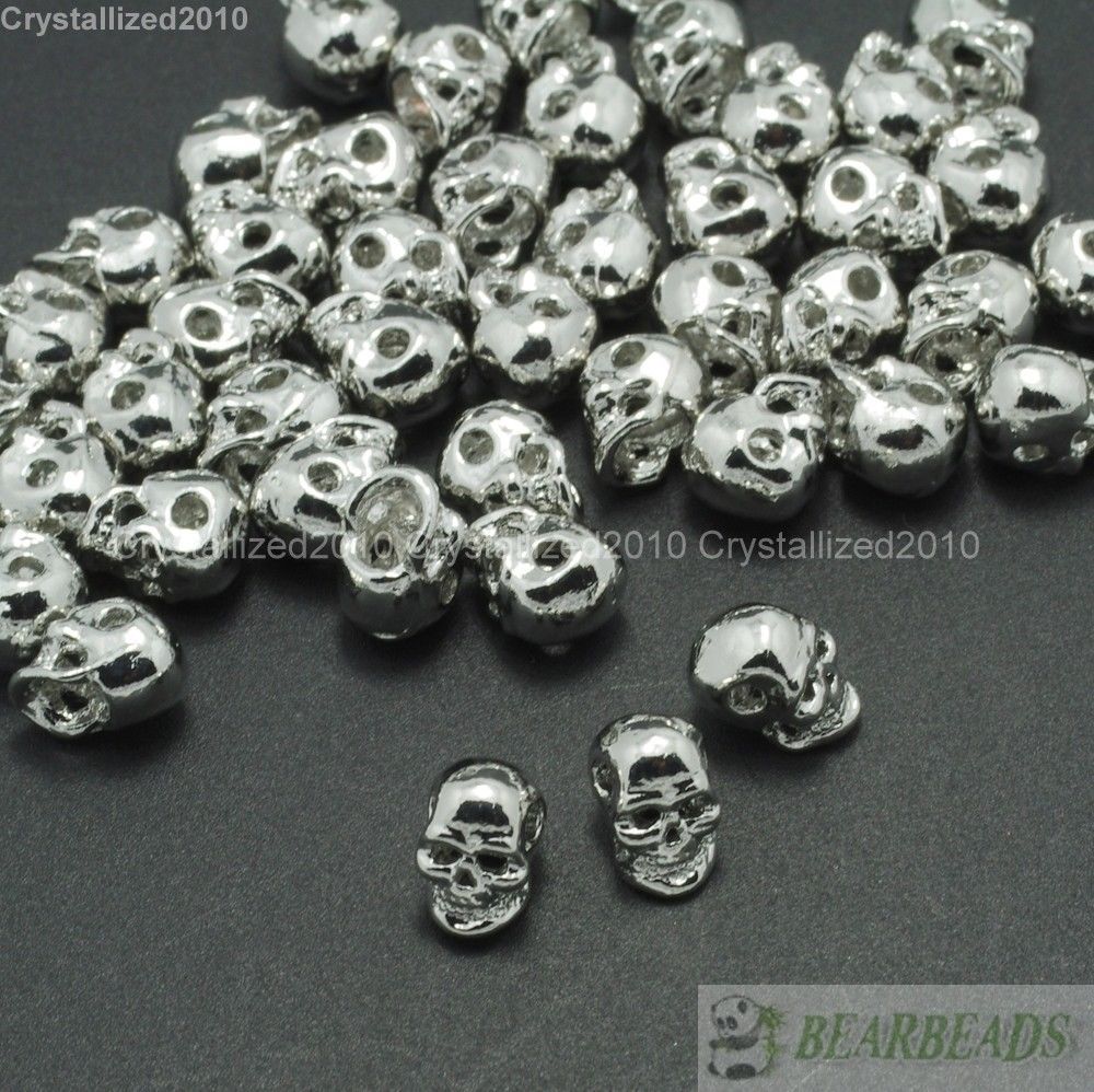 Side Drilled Metal Skull Bracelet Necklace Earring Connector Charm Spacer Beads