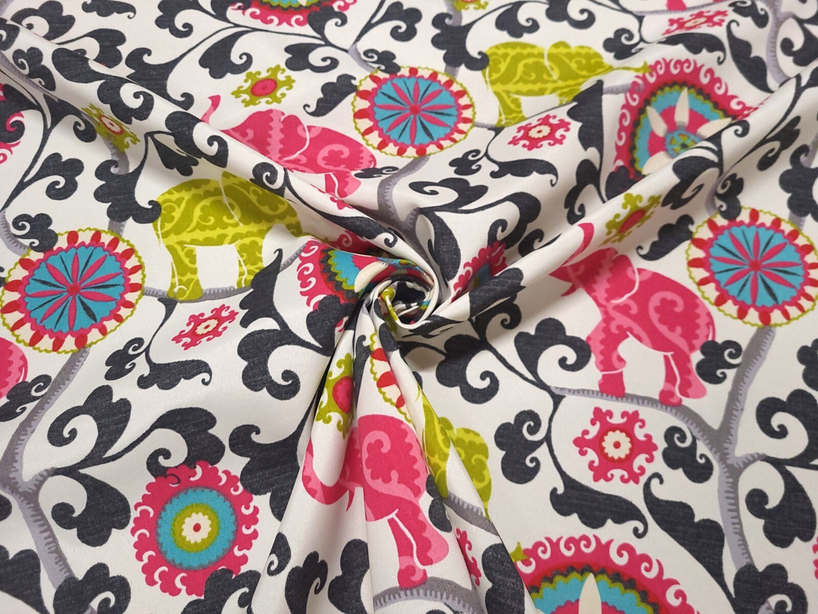 P Kaufmann MENAGERIE SPECTRUM Pink Yellow Blue Indoor Outdoor Print Fabric