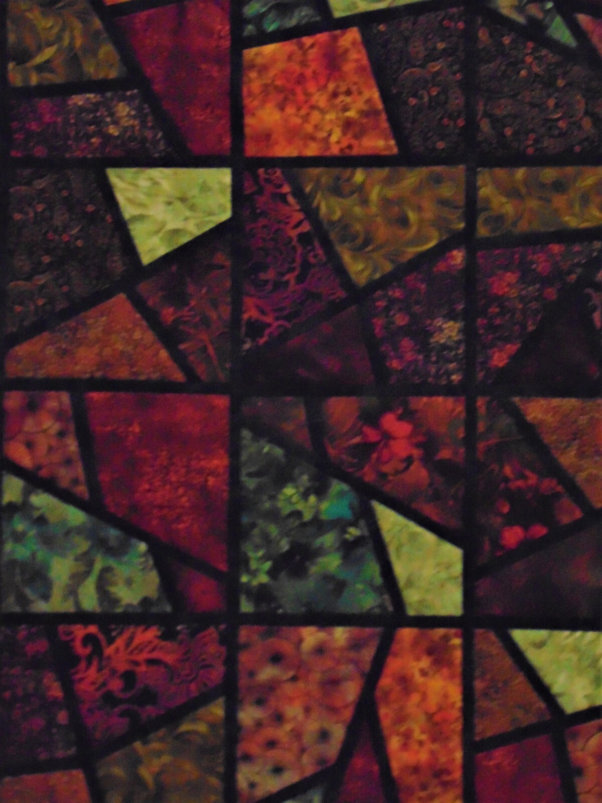 A Bright & Bold Mosaic Pattern Quilt Top by Jordan Fabrics- (70 x 80 approx)
