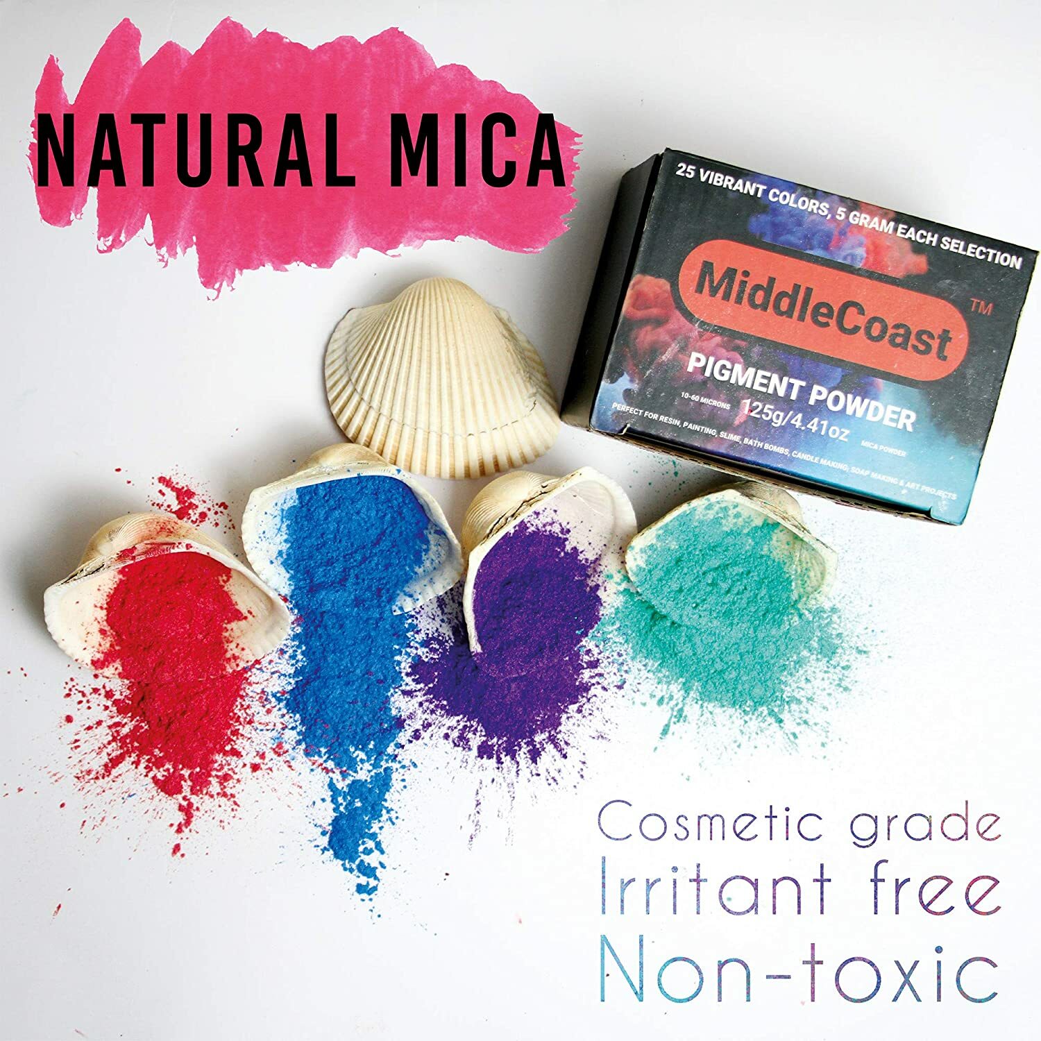 125g Mica Powder for Epoxy Resin, 25 Colors 5g Each, Bath Bombs, Soap Making