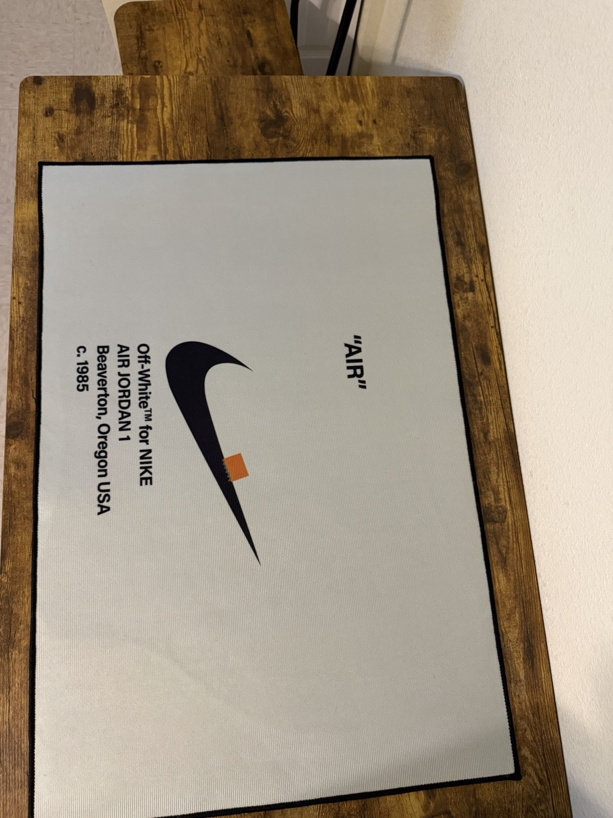 Nike Off-White “AIR” Air Jordan 1 Logo Fabric Mat, Black & White