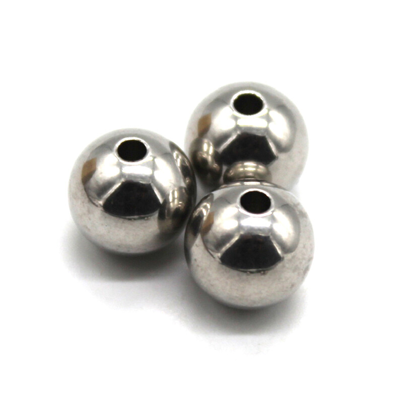 11mm-20mm Stainless Steel Spacer Beads Through Holes Metal Round Ball Crafts