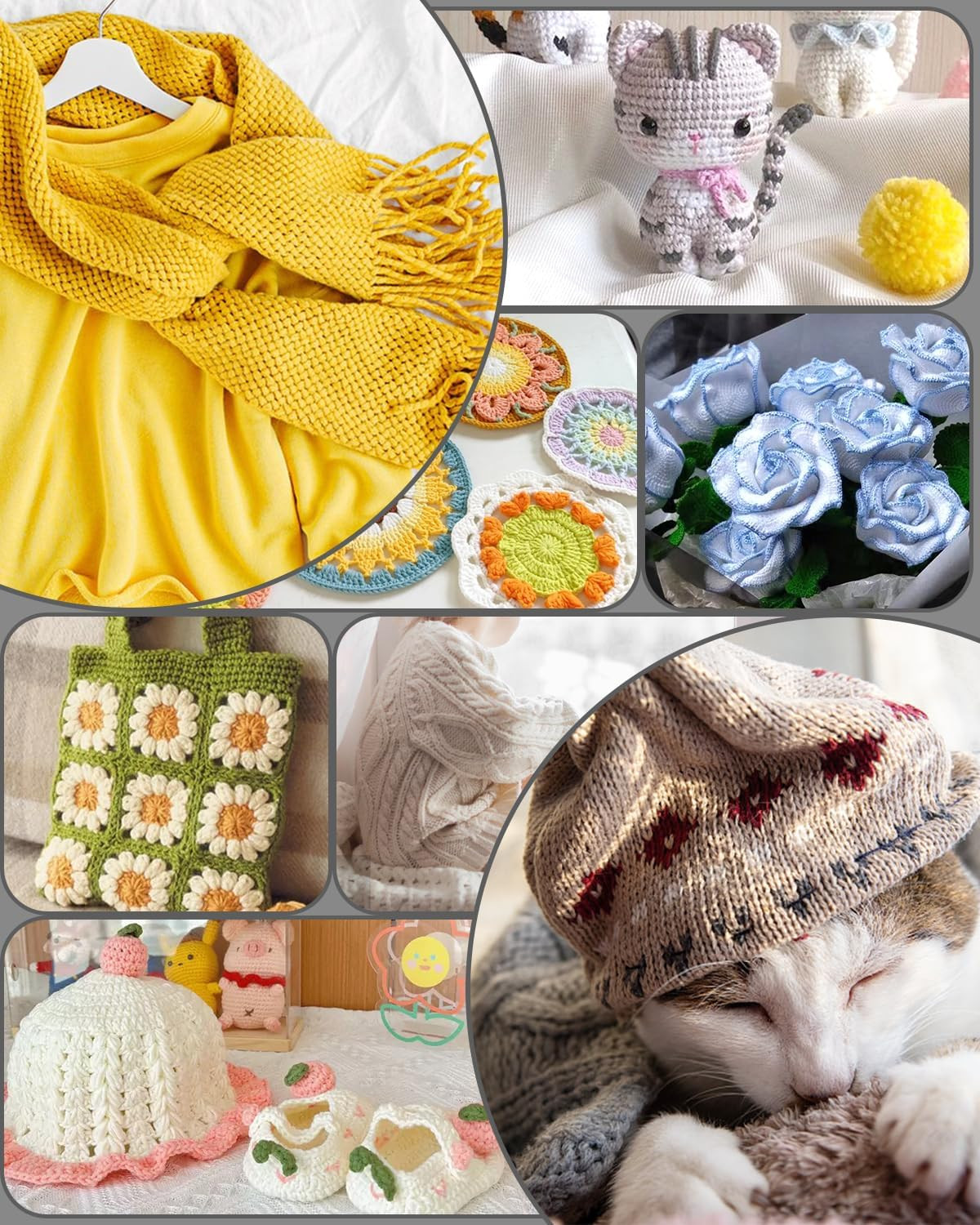 Beginner Crochet Kit for All Ages with 23 Hooks, Yarn, Accessories, and Guide