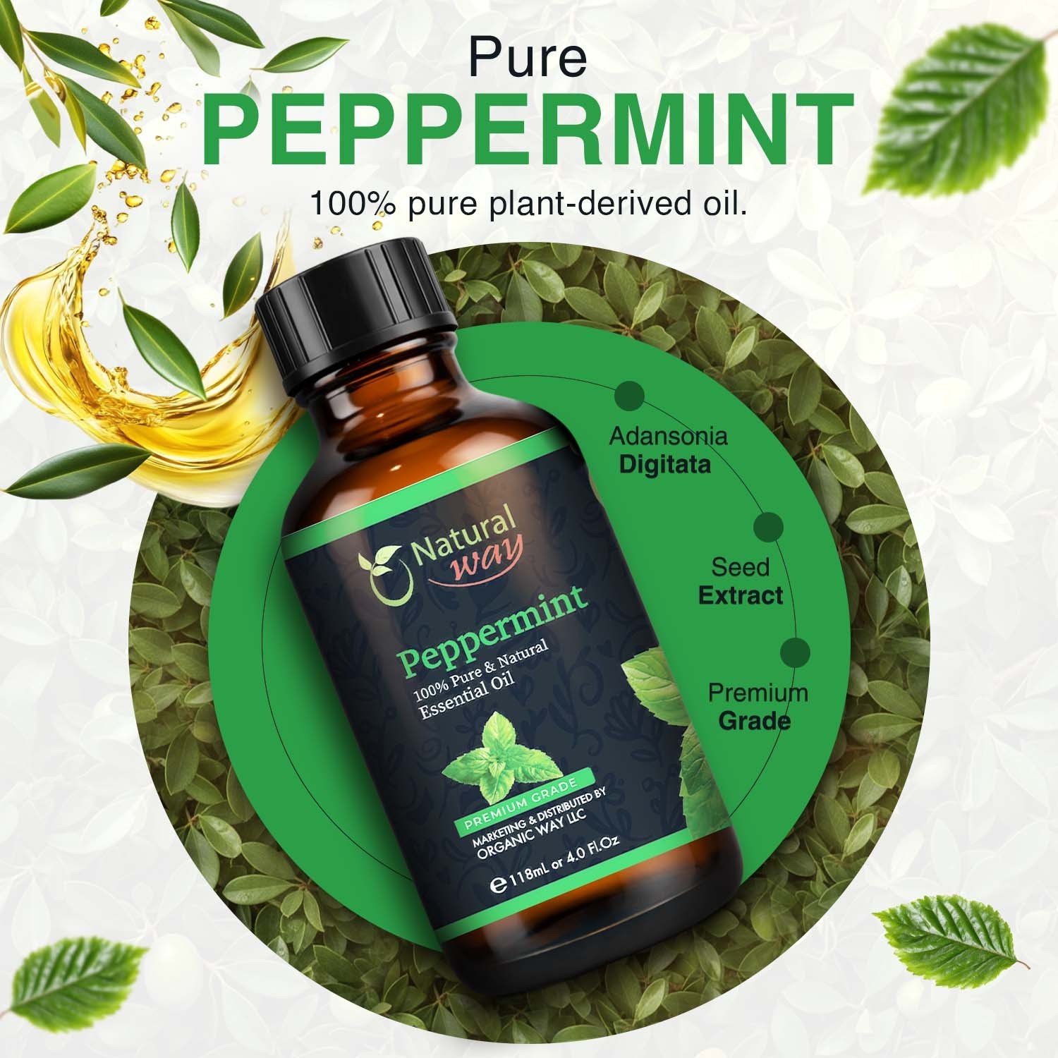 Natural Way Peppermint Essential Oil 4 Fl Oz (120 ml)