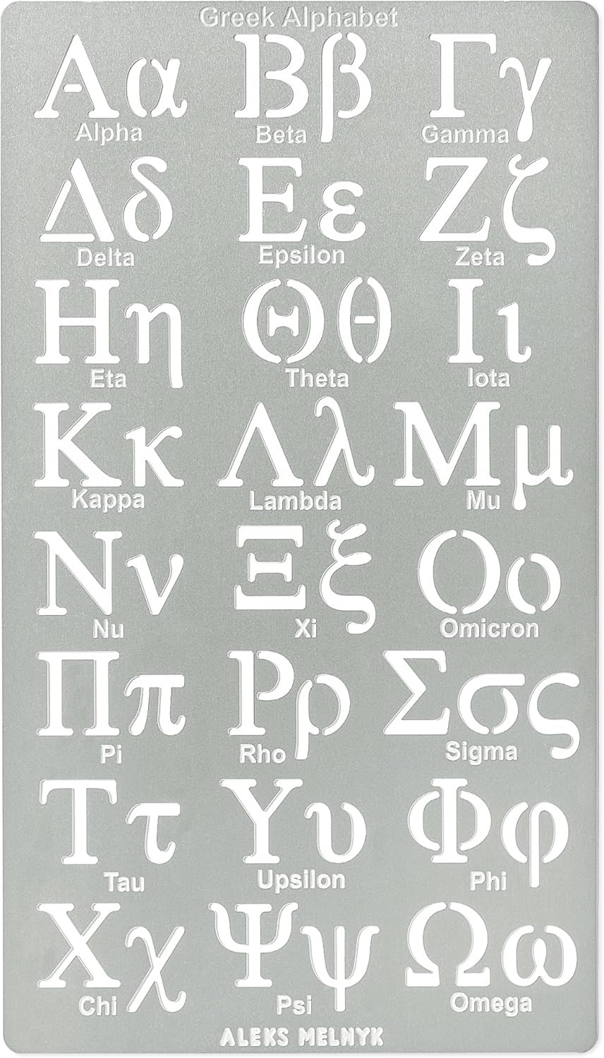 No.420 Metal Stencil, Greek Letter, Phi Sigma, Alpha, Letter Tracer