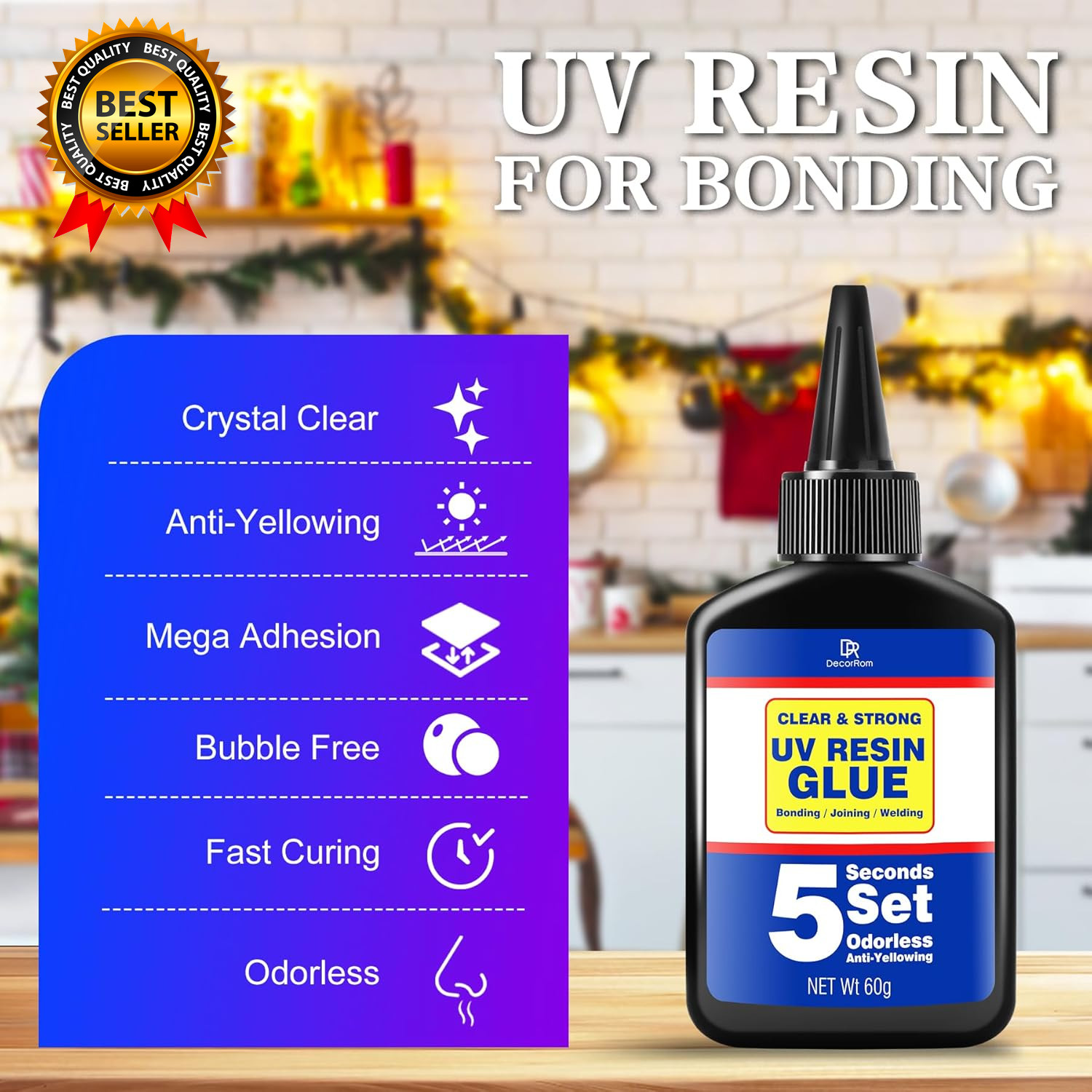 UV Resin Kit with Light 60G UV Glue for Bonding & Curing in Seconds Professional