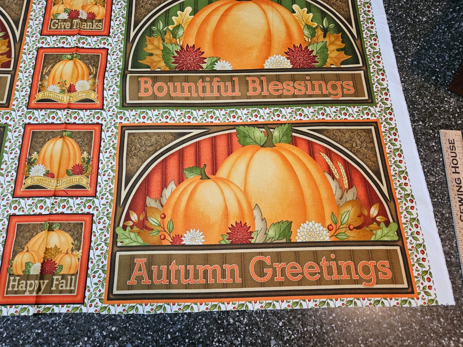 Harvest Greetings Panel 23×42 Angela Anderson Quilting Treasures Placemat