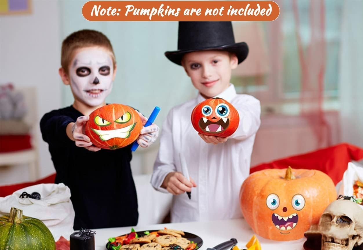 Halloween Pumpkin Decorating 5×3 inches, 48 Stickers