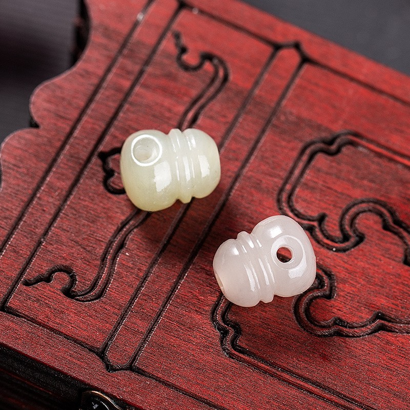 Natural Hetian Jade, Green Jade, White Jade, Three-Way Buddha Head Diy 2pcs
