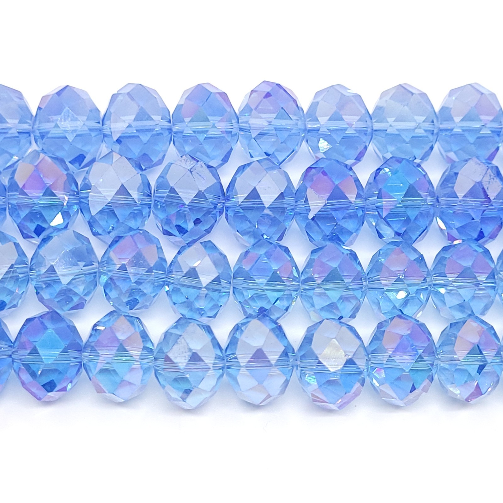 Chinese Crystal 14mm,16mm, 18mm Faceted Rondelle Beads,Light Sapphire AB, 8in
