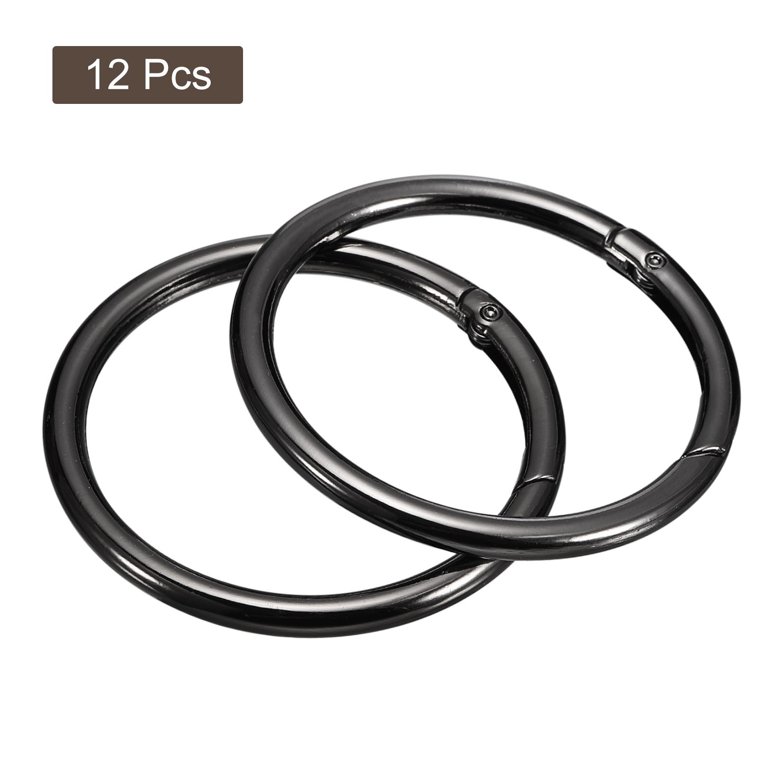 Round Spring O Rings, 12Pcs 2.32 Inch OD Snap Clips, Metallic Black