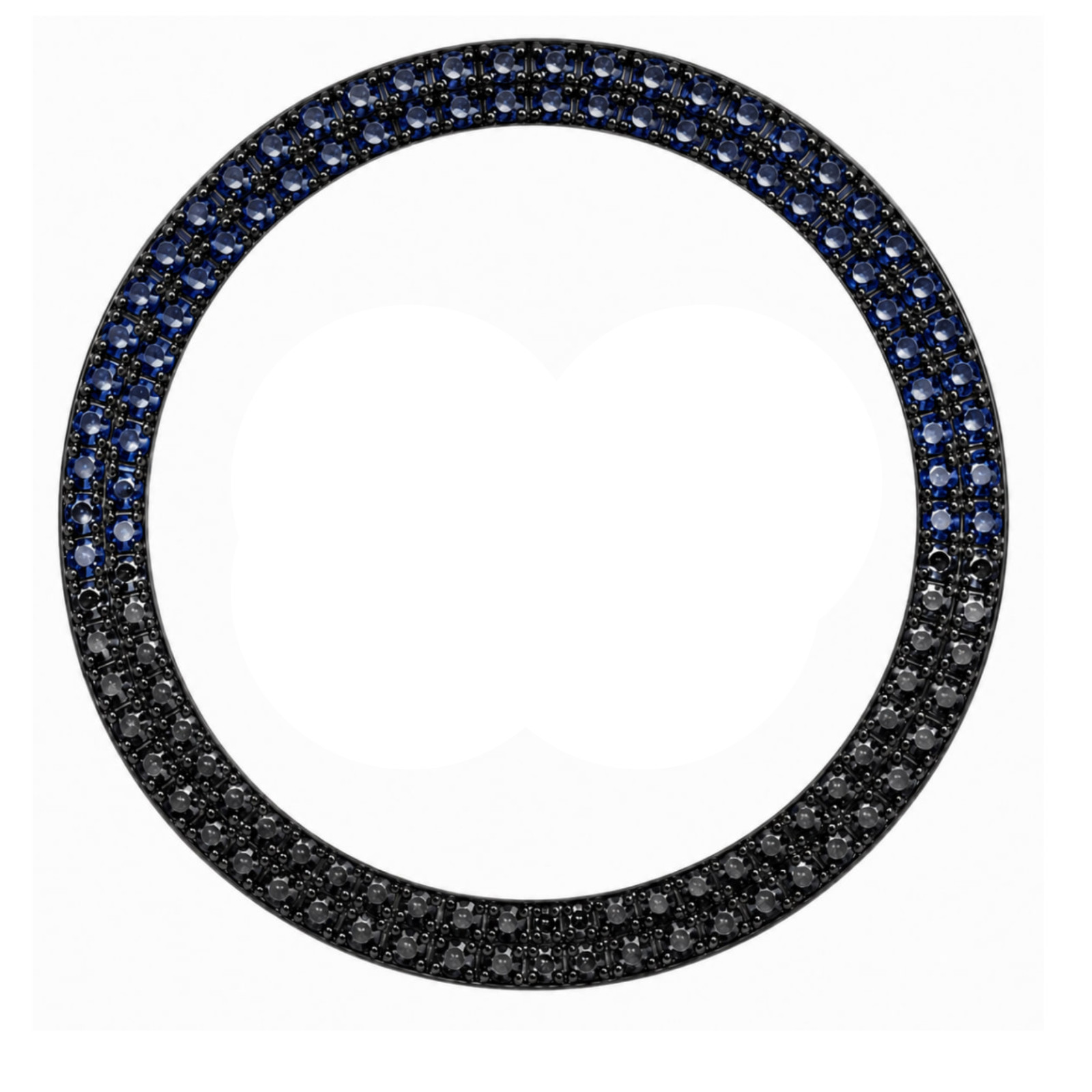 Custom 39mm Double Row Sapphire & Black Diamond Watch Bezel Bezel 925 Silver