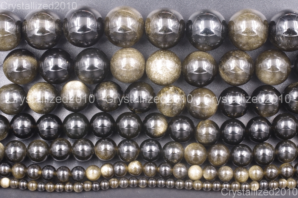 Natural Golden Obsidian Gemstone Round Beads 4mm 6mm 8mm 10mm 12mm 16mm 15.5″