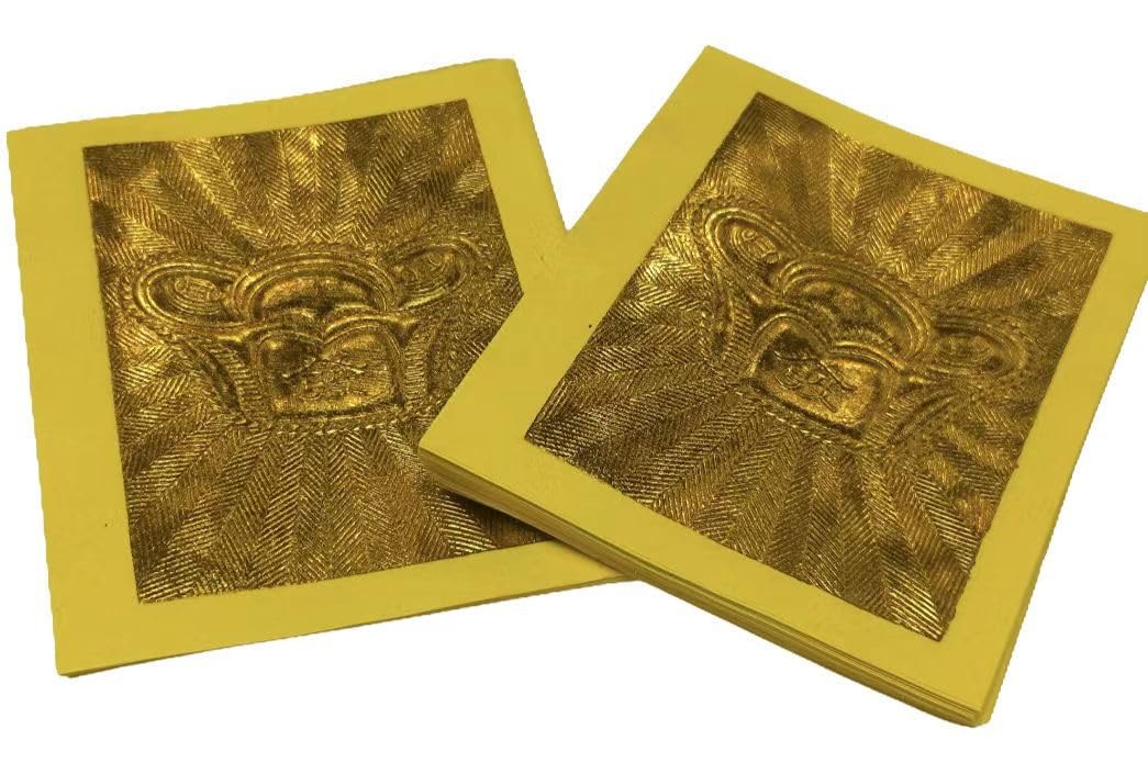 100 Pack Chinese Joss Paper Ancestor Money Gold Foil Yellow Craft Sheets