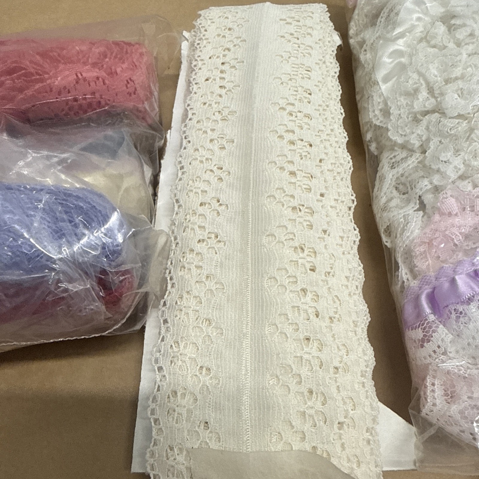 4 lb Lot of Vintage Lace Crochet Ribbon Trim Edging Remnants Scraps Sewing Craft