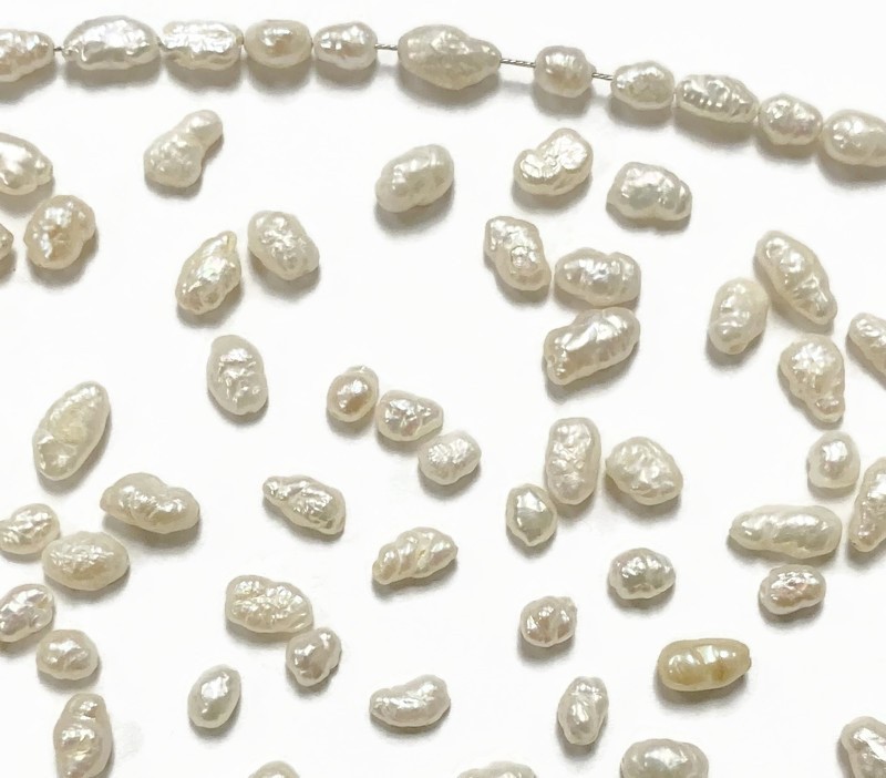 100 VINTAGE GENUINE FRESHWATER BIWA NATURAL PEARL RICE BAROQUE BEADS D190