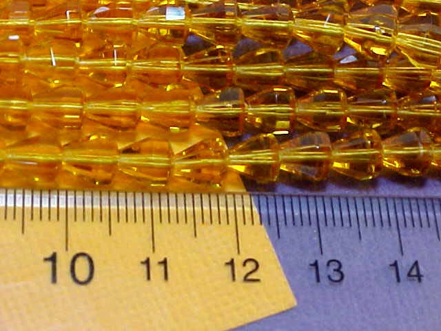Vtg 600 FACETED BELL TRANSPARENT AMBER GLASS DROPS 6X5.6MM #042412g CLOSE OUT