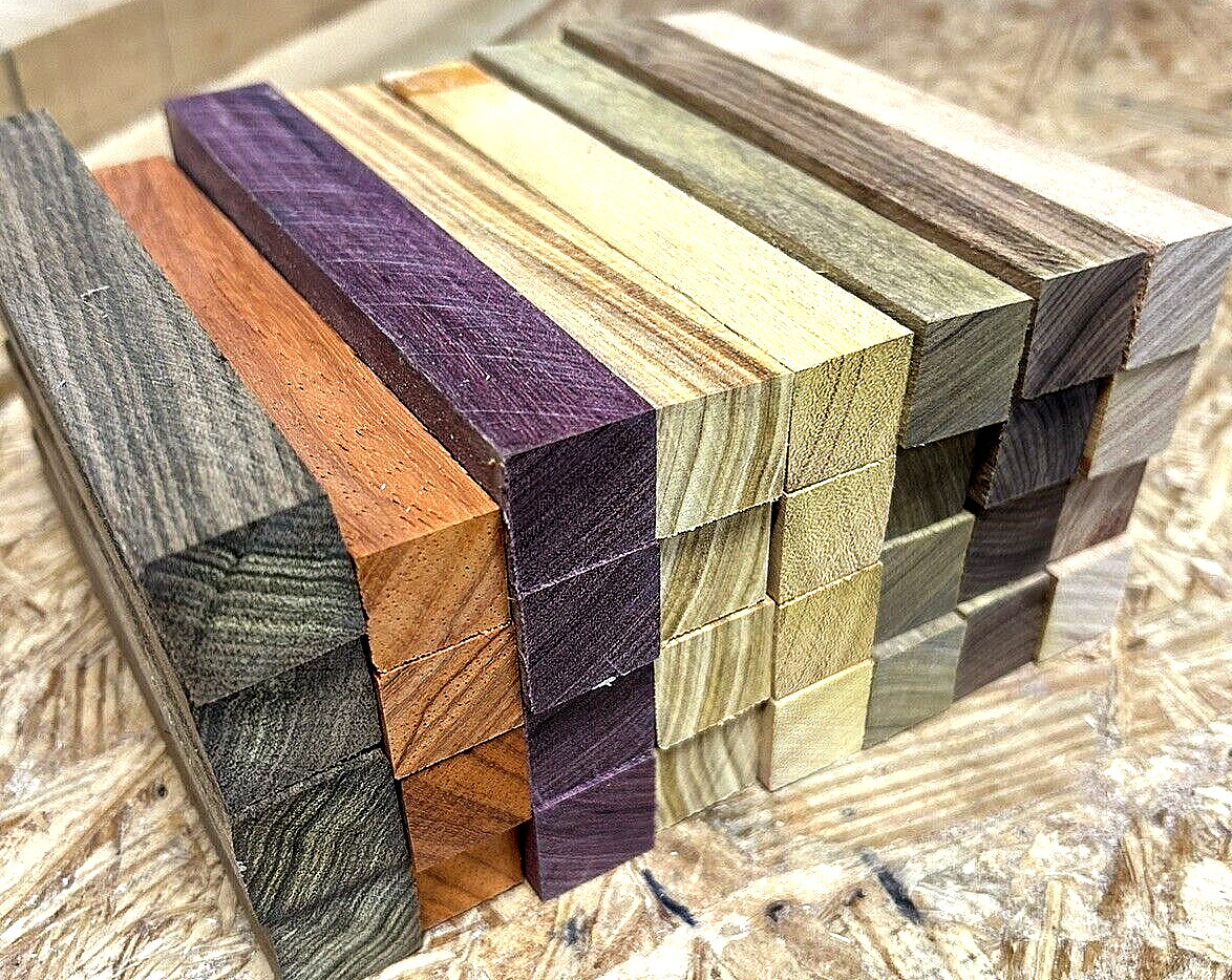 32 BOCOTE ZEBRAWOOD MACAWOOD YELLOWHEART PURPLEHEART WALNUT PADAUK PEN BLANKS