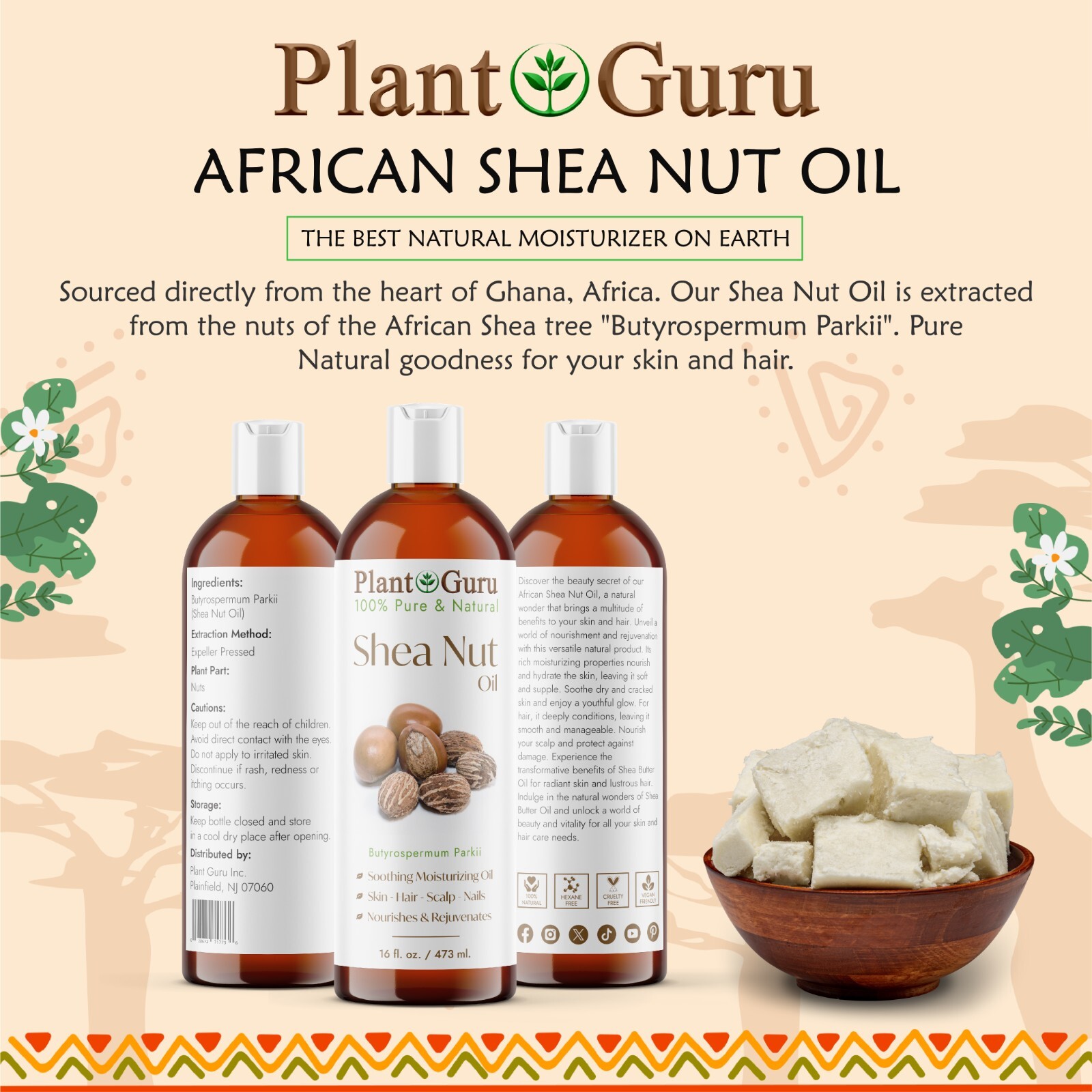 Raw African Shea Nut Butter Oil 8 oz. 100% Pure Natural Unrefined