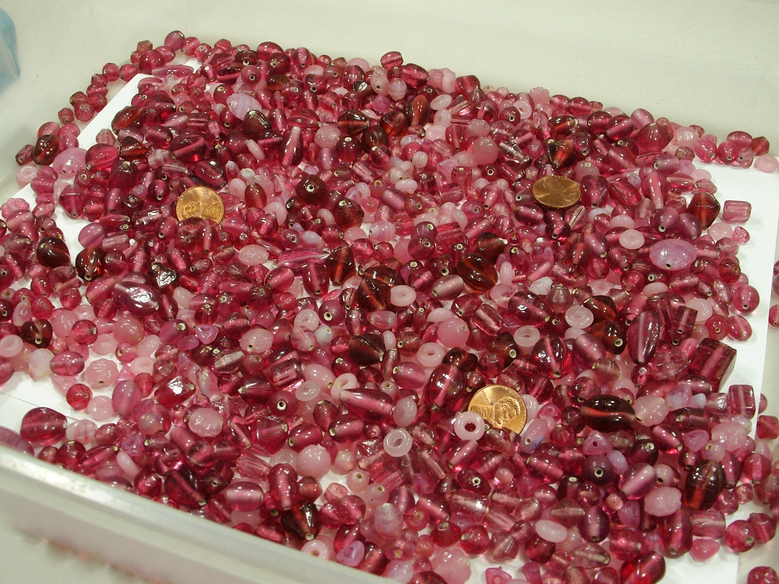 2 Pounds Assorted Shapes and Sizes India Handmade Pink Glass Beads Bulk (GV-3B)