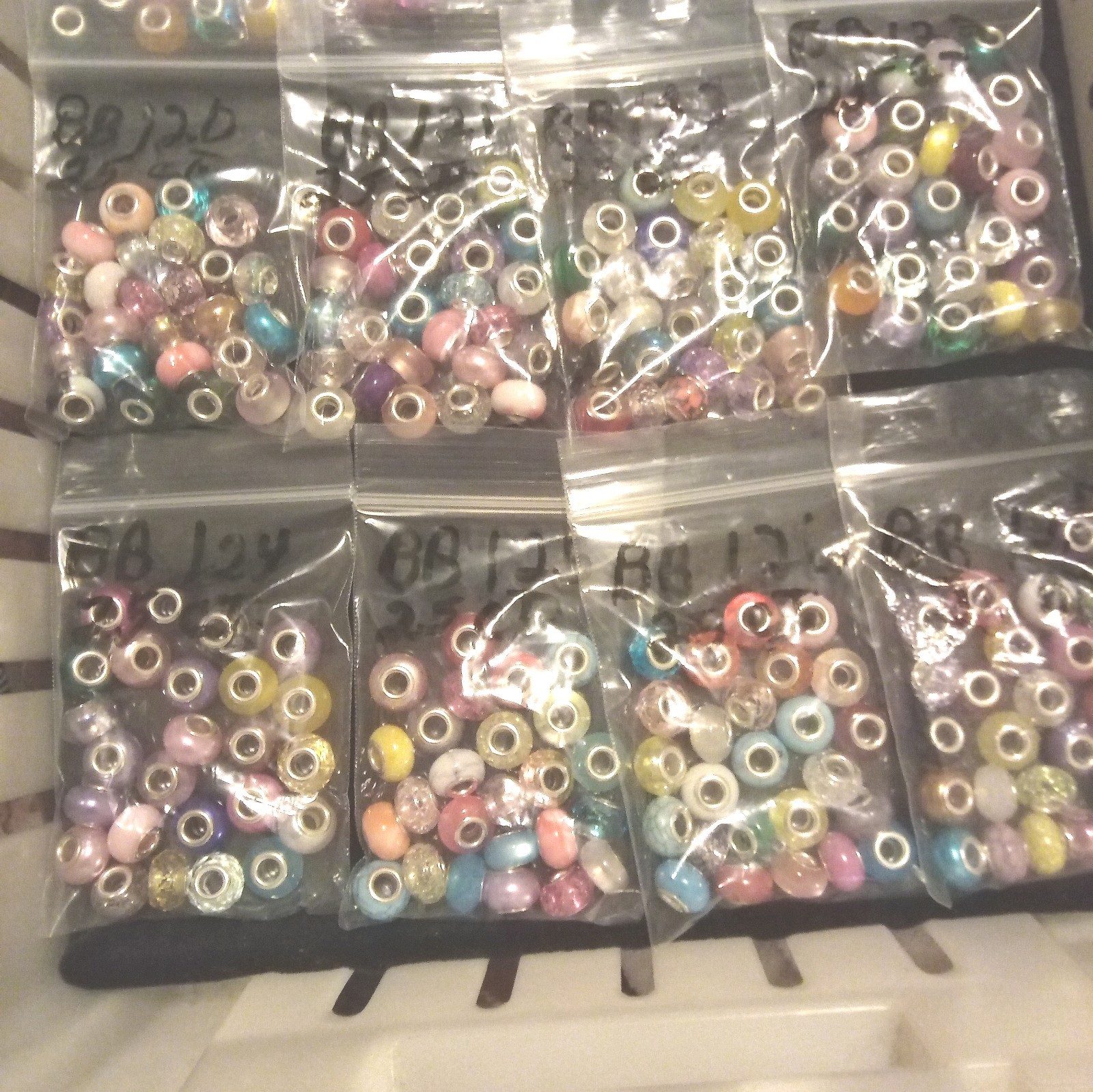 Large Hole European Beads Multi-Colors Silver lined. Item # A112 (25 count)