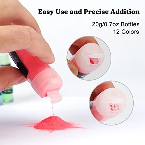 Glow in the Dark Pigment Powder 12 Colors 20G Each Epoxy Resin