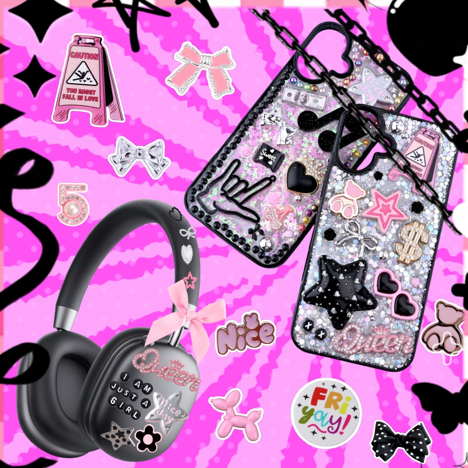 1600Pcs Junk Phone Case Charms Kit,DIY Phone case Decorations with Assortment…