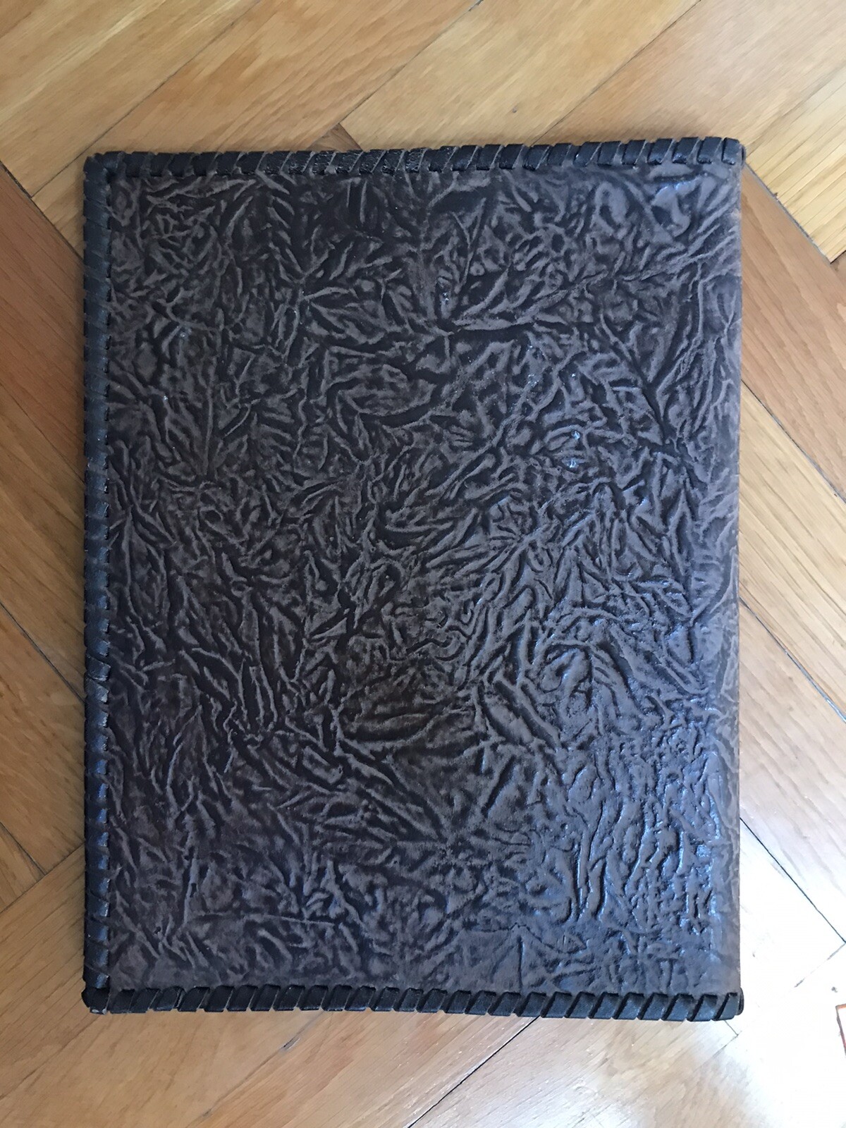 1940’s Vintage “Bulgaria” tooled leather folder/ portfolio Pottery stone
