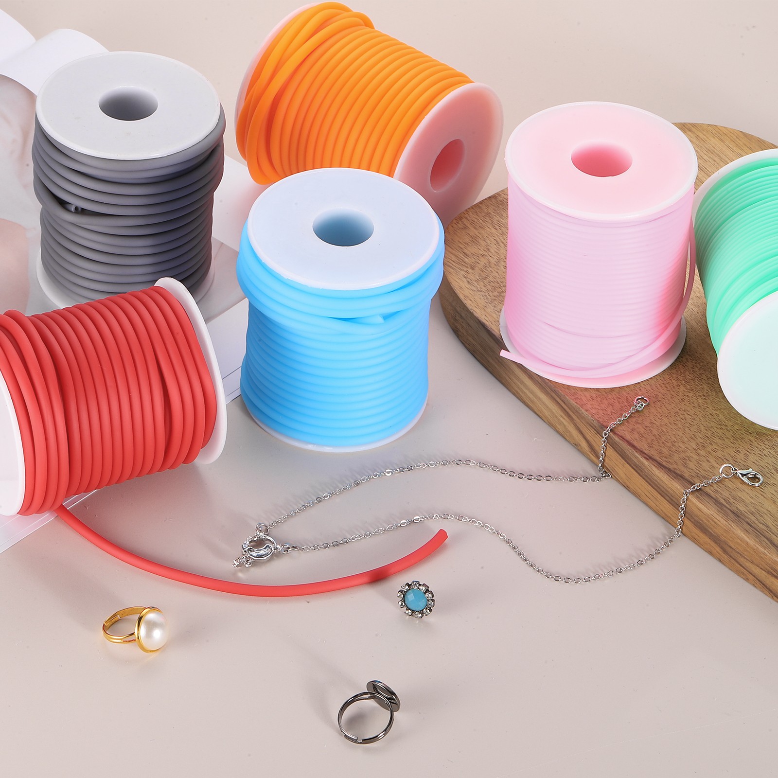54.7 Yards Hollow Pipe Tubing Rubber Cord Knitting Barber Cord Black]