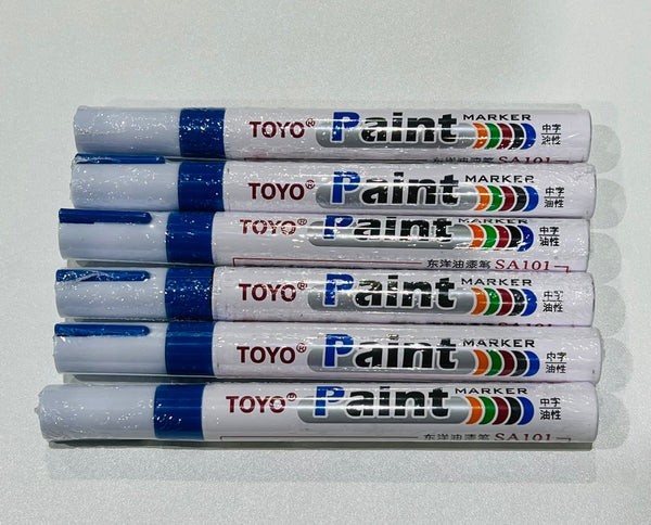 Tire Lettering Paint Pen Blue Waterproof Permanent Automotive Marker 6 Pack
